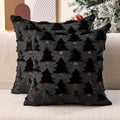 Christmas Pillow Covers 18x18 inch Set of 2 Black Christmas Decorations Soft Plush Faux Fur Wool Xmas Tree Throw Pillow Cases Winter Holiday Decor for Sofa Living Room PT002J18