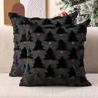 Christmas Pillow Covers 18x18 inch Set of 2 Black Christmas Decorations Soft Plush Faux Fur Wool Xmas Tree Throw Pillow Cases Winter Holiday Decor for Sofa Living Room PT002J18