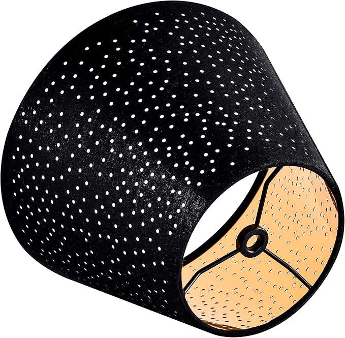 GOSO Set of 2 Small Black Drum Lamp Shades,5" × 9" × 6.4 Inch (Spider),Laser Drilling Design Lamp Shades for Table Lamps,Wall-Mounted Fixtures,Fabric Replacement Shades,No Assembly Required
