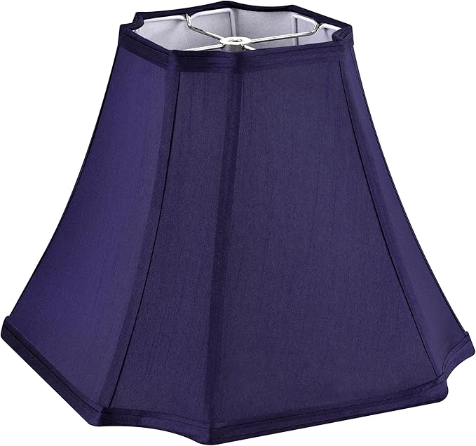 GO&SO Square Cut Corner Lamp Shade for Floor and Table Lamps, 6.5x13.2x10.6", Blue, Natural Faux Silk, Handcrafted, Easy Assembly Required,Medium Decorative Lamp Shade Replacement for Living Room