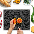 Glass Cutting Board 16"x12": Tempered Glass Kitchen Counter Protector - Durable- Scratch-Resistant, Heat-Proof - Design 4 - Black Design