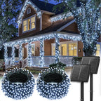 Brightown 2 Pack Solar String Lights Outdoor, Total 144Ft 400 LED Twinkle Fairy Lights Waterproof with 8 Modes Auto On/Off for Patio Tree Garden Party Home Wedding Christmas Decorations (Cool White)