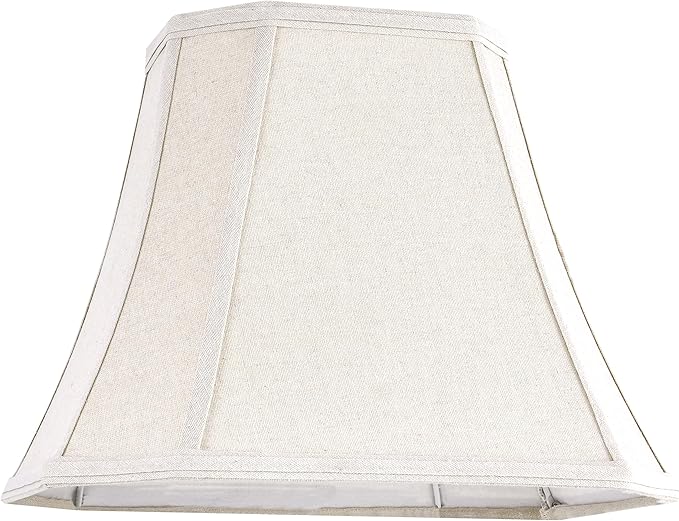 GO&SO Vintage Lamp Shades Cut Corner, 8"x14"x11" Spider Medium Beige Fabric Shade for Table Lamps and Floor Lamp Replace (Set of 2),Octagonal Bell Lamp Shade Easy Assembly (Harp Not Included)