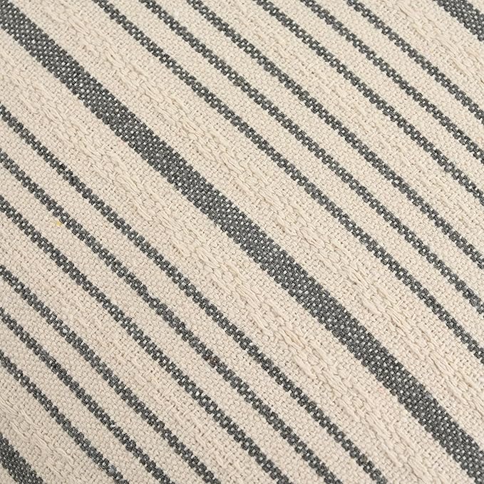 Gray Pillow Covers Farmhouse Linen Throw Pillow Covers Striped Outdoor Decorative Square Throw Pillows for Couch Sofa Bed 18x18 in Pack of 2 Gray and Cream