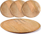 Alpha Living Home Round Wood Chargers Plates 11 Inch Natural Wood Charger Plates Set of 4 - Serving Plates for Dinner, Wedding, Tabletop Decor, Holiday, Party, Baby Shower, Event Decoration - Natural