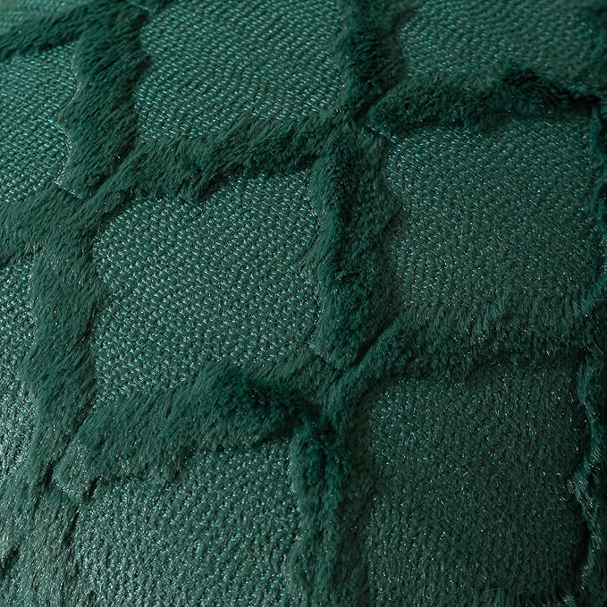 Set of 2 Soft Moroccan Throw Pillow Covers 20x20 Inch Plush Boho Decorative Pillow Cover Accent Cushion Case for Couch Sofa Bed, Dark Green