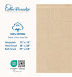Cotton Paradise 6 Piece Towel Set, 100% Cotton Soft Absorbent Turkish Towels for Bathroom, 2 Bath Towels 2 Hand Towels 2 Washcloths, Beige Towel Set