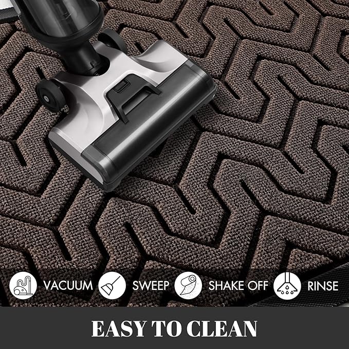 Yimobra Extra Large Door Mat Outside Entrance 60x36, Waterproof Heavy Duty Outdoor Mats for Front Door, Non Slip Rubber Entry Mat for Garage Patio Indoor, Easy Clean, Brown