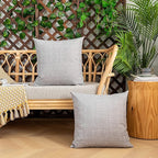 Kevin Textile Pack of 2 Decorative Outdoor Waterproof Pillow Covers Garden Checkered Cushion Sham Throw Pillowcase Shell for Patio Tent Couch 20x20 Inch Grey