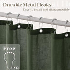 Olive Green 96 Inch Shower Curtain Linen Extra Long Shower Curtains for Bathroom Boho Farmhouse Green Water Repellent Extra Tall Drapes 72x96 Inches Long with Hooks 8 Ft