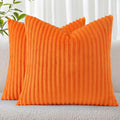 Simmore Decorative Fall Throw Pillow Covers 16x16 Set of 2, Soft Natural Plush Flannel Double-Sided Fluffy Couch Pillow Covers for Sofa Living Room, Orange