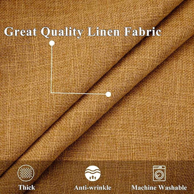 decorUhome Decorative Outdoor Throw Pillow Covers 12x20 Set of 2, Lumbar Linen Rustic Neutral Farmhouse Euro Pillow Covers with Stitched Edge for Couch, Sofa, Living Room, Bronze Gold