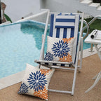DFXSZ Blue Orange Outdoor Flower Pillow Covers 18x18 Inch Set of 2 White Colored Throw Pillows Outdoor Waterproof Decor for Living Room Sofa Patio Funiture Garden Floral Polyester pillow covers 002C18