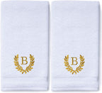Decorative and Monogrammed Hand Towels for Bathroom Kitchen Makeup | Personalized Gift for Wedding-Bridal | Roman Font Custom Luxury Turkish Towel | Spa Collection, Oversized, 16 X 30 Inch, Set of 2