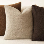 Foindtower Pack of 2, Curly Faux Fur Decorative Throw Pillow Covers Soft Fuzzy Plush Cushion Case with Zipper Cozy Pillowcase for Home Living Room Couch Bed Sofa 18 x 18 Inch,Taupe Khaki Camel