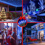 750 LED 240FT Christmas String Lights Outdoor, 12 Pro Modes and Timer Memory & Brightness, Plug in Waterproof Dark Green Wire Twinkle Light for for Xmas Yard Tree Wedding Party Decor (Blue)