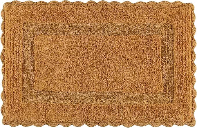 Savi Home Cotton Crochet Bathmat with Antiskid 17x24 Mustard, 100% Pure Cotton, Super Soft Bath Rug, Plush & Absorbent, Hand Tufted Heavy Weight Construction, Full Reversible Step Out Rugs