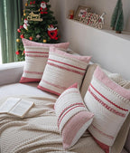 Christmas Lumbar Pillow Covers 14x36 Inch Long, Red Textured Boho Christmas Decorative Couch Pillow Cases for Farmhouse Home Decor, Accent Cushion Cover for Sofa, Bed, Living Room, Bedroom, Pack of 1