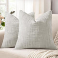 decorUhome Light Grey Chenille Throw Pillow Covers 22x22 Set of 2 Thick Textured Slubby Couch Pillow Covers Farmhouse Accent Modern Neutral Decorative Pillow Cases for Bed Sofa Living Room