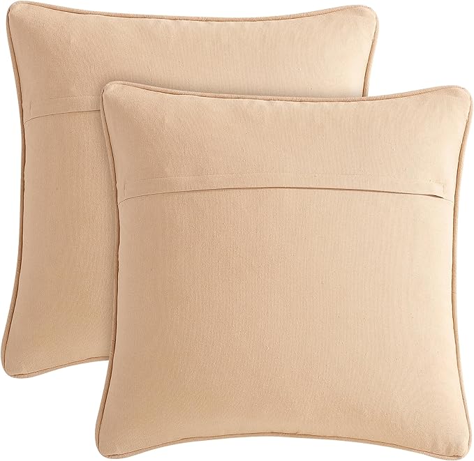 Boho Living Jada Decorative Throw, Includes Accent Insert, Premium Woven Design, Living Room Décor, (2) 20" x 20" Pillow Covers, Beige 2 Count