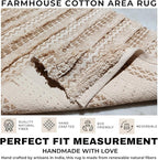 Cotton Rugs for Living Room 24x36 inches, Farmhouse Cotton Area Rug for Bedroom, Washable Tufted Indoor Floor Carpet for Kitchen Dorm Office Dining Room Office Home Decor, Off White Natural