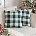 MIULEE Christmas Pack of 2 Buffalo Check Plaids Porch Throw Pillow Covers Classic Retro Linen Farmhouse Cushion Case Soft Pillowcases for Home Decor Sofa Bedroom Couch 16 x16 Inch Green and White