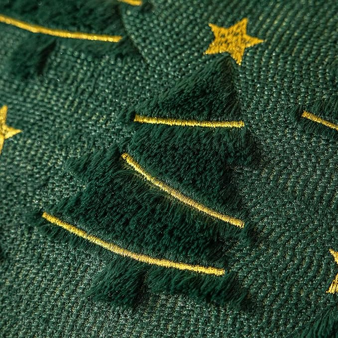 AQOTHES Christmas Tree Decorative Green Throw Pillow Covers 24x24 Set of 2, Faux Fur Farmhouse Throw Pillows Cushion Cases for Xmas Winter Holiday Home Decor
