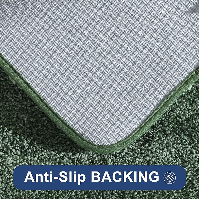 COSY HOMEER Bath Rugs for Bathroom Extra Thick- Anti-Slip Bath Mats Soft Plush Yarn Shaggy 100% Strong Mirco Polyeste Mat Living Room Bedroom Mat Floor Water Absorbent(Green,24x48 - Inches)