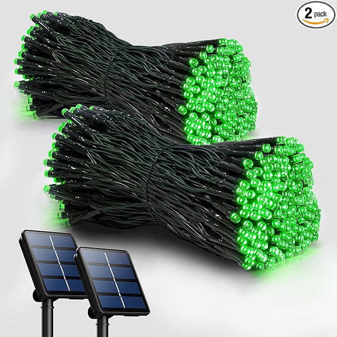 2 Pack Solar String Lights Outdoor, 200 LED Extra-Long 72FT Solar Powered Lights with 8 Lighting Modes, Waterproof Outdoor Lighting Decoration for Garden, Patio, Balcony, Xmas, Wedding, Party