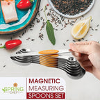 Spring Chef Magnetic Measuring Spoons Set, Dual Sided, Stainless Steel, Fits in Spice Jars, Mango, Set of 8, 2 Pack