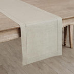 Solino Home Linen Natural Table Runner 36 Inches - Classic Hemstitch, 100% Pure Linen Coffee Table Runner 14 x 36 Inch Ideal for Dresser Tables - Fall, Halloween, Thanksgiving, Christmas, Holiday