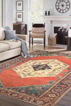 Keen Home Design 5x7 Rug - Machine Washable Area Rug with Non-Slip Backing, Ideal for Living Room, Dining Room, Bedroom - Vintage, Easy Clean, Durable, Low Pile Rug - (5' x 7')
