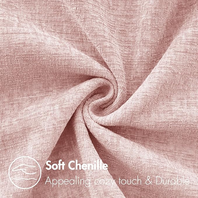 MIULEE Pack of 2 Couch Valentines Throw Pillow Covers 12x20 Inch Soft Spring Pink Chenille Pillow Covers for Sofa Living Room Solid Dyed Pillow Cases
