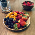 Acacia Wooden Plates – Set of 4, 8” Round Rustic Side Dish & Dessert Plates, Handcrafted Natural Tableware for Appetizers, Snacks, Dining, or Gift