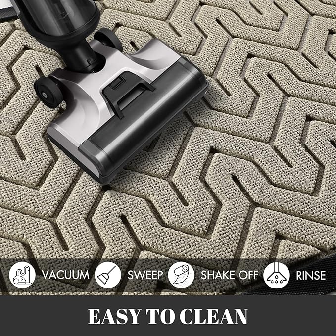 Yimobra Large Door Mat Outside Entrance 47x24, Waterproof Heavy Duty Outdoor Mats for Front Door, Non Slip Rubber Entry Mat for Garage Patio Indoor, Easy Clean, Beige
