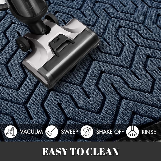 Yimobra Large Door Mat Outside Entrance 47x24, Waterproof Heavy Duty Outdoor Mats for Front Door, Non Slip Rubber Entry Mat for Garage Patio Indoor, Easy Clean, Blue
