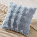 AmHoo Pack of 2 Throw Pillow Covers 3D Dense Faux Rabbit Fur Cozy Super Soft Fuzzy Set Case Cushion for Couch Sofa Bedroom 18 x 18-Inch Light Grey