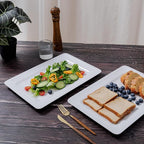 Melamine Large Serving Platter Set for Party Supplies,16"x11" Platters for Serving Food, 2pcs White reusable Serving Tray for Cookie, Fruit, Snack,Party Food Display,Stackable Kitchen CounterTop Tray