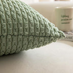 Kevin Textile 2 Packs Decorative Throw Pillow Covers 16x16 Inch for Living Room Couch Bed Sofa Spring Soft Striped Corduroy Square Cushion Case 40x40 cm Farmhouse Boho Home Decor Sage Green