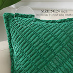 decorUhome Decorative Christmas Green Throw Pillow Covers 24x24 Set of 2 with Splicing, Boho Soft Neutral Corduroy Broadside Twill Pillow Covers for Couch Bed Sofa Living Room