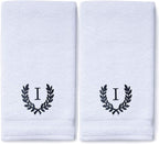 Decorative and Monogrammed Hand Towels for Bathroom Kitchen Makeup | Personalized Gift for Wedding-Bridal | Roman Font Custom Luxury Turkish Towel | Spa Collection, Oversized, 16 X 30 Inch, Set of 2
