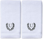 Decorative and Monogrammed Hand Towels for Bathroom Kitchen Makeup | Personalized Gift for Wedding-Bridal | Roman Font Custom Luxury Turkish Towel | Spa Collection, Oversized, 16 X 30 Inch, Set of 2