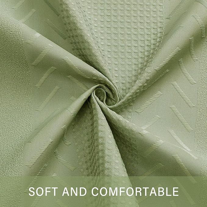 3D Embossed Pattern Shower Curtain, Simple and Chic Pattern Vintage Curtain for Bathroom, Waterproof Fabric Shower Curtains with Hooks, 72 W x 72 H, Sage