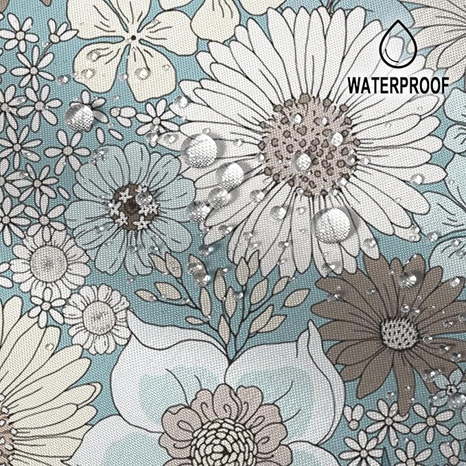 Floral Shower Curtain Rustic Various Floral Plant Curtain for Bathroom Tropical Botanical Farmhouse Waterproof Decor Shower Curtain with Hooks 72x96Inch