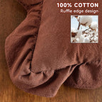 AmHoo Pack of 2 Throw Pillow Covers 100% Cotton Pre Washed Ruffle Decorative Pillowcase Cushion for Couch Sofa Bedroom 20 x 20-Inch Brown
