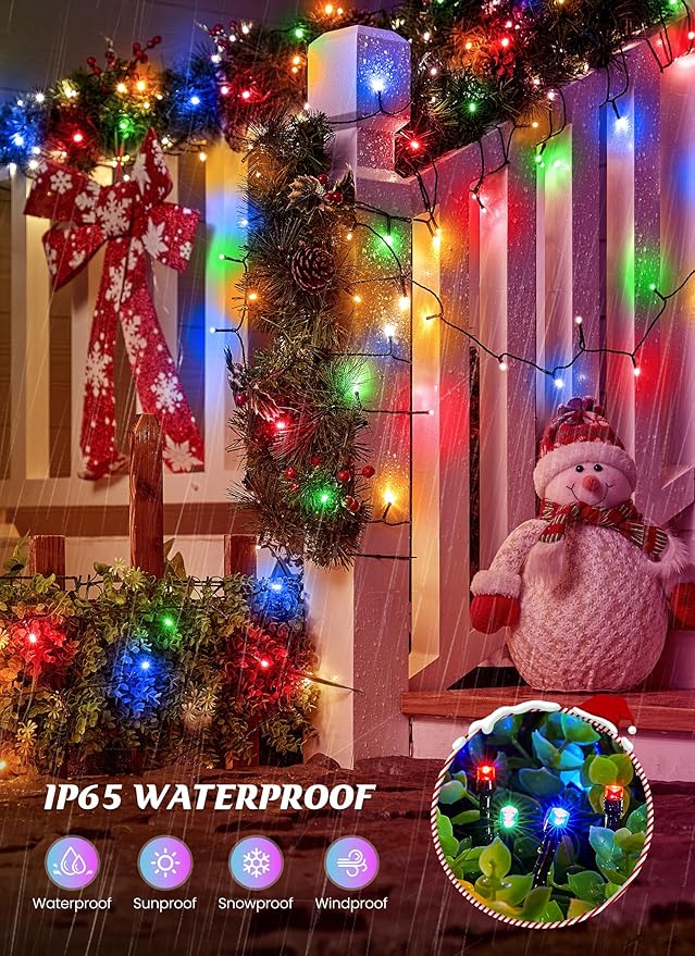 Brightown 4 Pack Solar String Lights Outdoor, Total 288Ft 800 LED Twinkle Fairy Lights Waterproof with 8 Modes Auto On/Off for Patio Tree Garden Party Home Wedding Christmas Decorations (Multicolor)