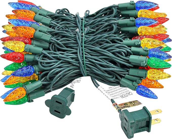 Joiedomi C6 LED Christmas String Lights,140(2 x 70) Count Strawberry Christmas Trees Lights, 45.2FT Connectable Multicolor for Indoor Outdoor Holiday Party Decor,Green Wire