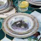 Melamine Dinnerware set for 4 - Dinner Plates Bowls Set 12 PCS Durable BPA Free Dishwasher Safe Shatter-Proof Chip Resistant for Indoor Outdoor,Bear