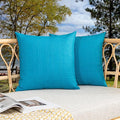 Kevin Textile Pack of 2 Outdoor Waterproof Pillow Covers Checkered Decorative Cushions Sham Throw Pillowcases Shell for Patio Tent Garden Couch Bed Sofa 22x22 Inch Peacock Blue