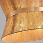 Shrine Lighting French Gold Boho Chandelier, Modern Design, Boho Drum Pendant Light for Dining Room, D18'' x H12'', Adjustable 47'', E12*8 Sockets, Jute Rope Lampshade&French Gold Finish Frame